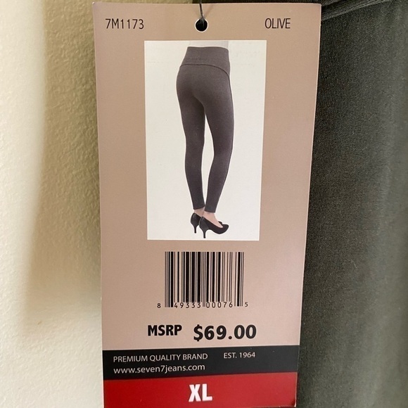 SEVEN7 4 Way Stretch Scallop Hem PullOn Ponte Leggings Size XL Pretty Olive NWT. - Picture 8 of 13